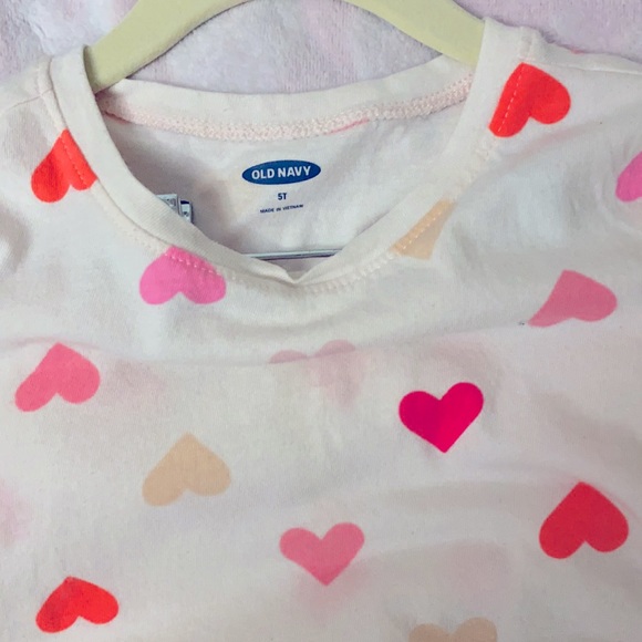 OLD NAVY PINK HEARTS POLKA DOTTED TEE AND LEGGINGS - Picture 2 of 3
